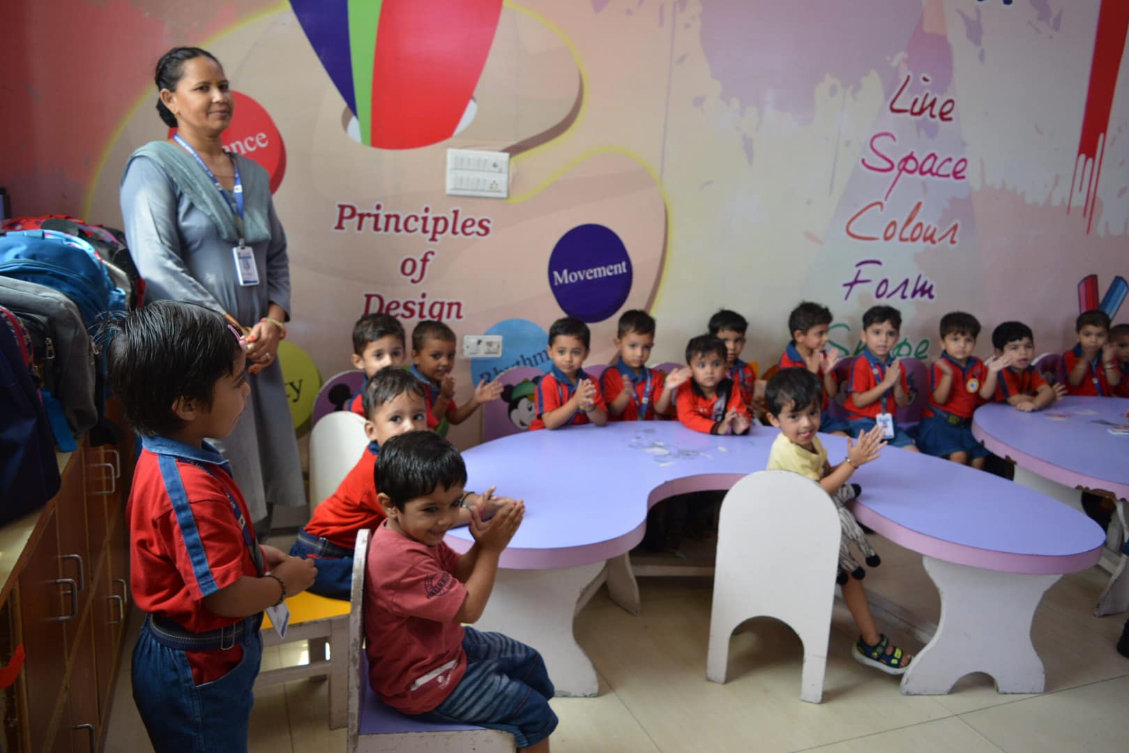 Nursery Students at SXHS studying in class